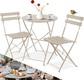 KESSER® Bistroset 3-delige Tafel met 2 inklapbaar stoelen - Balkonset Bistrotafel Bistrostoel Vouwmeubels Tuinset Zitgroep Metalen Tuintafel - Cappuccino